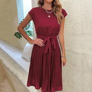 Plissiertes Midikleid für Damen mit elegantem Gürtel - Julieta