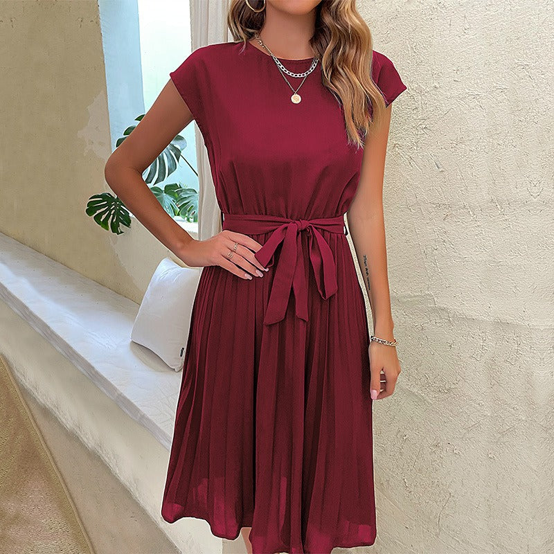 Plissiertes Midikleid für Damen mit elegantem Gürtel - Julieta