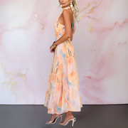 Naomi | Elegantes, tailliertes Kleid mit Aquarelldruck