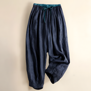 Yndira Leinenhose in Naturton | Blau
