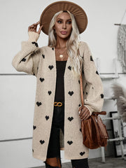 Damen Cardigan mit Herzmuster | Langarm