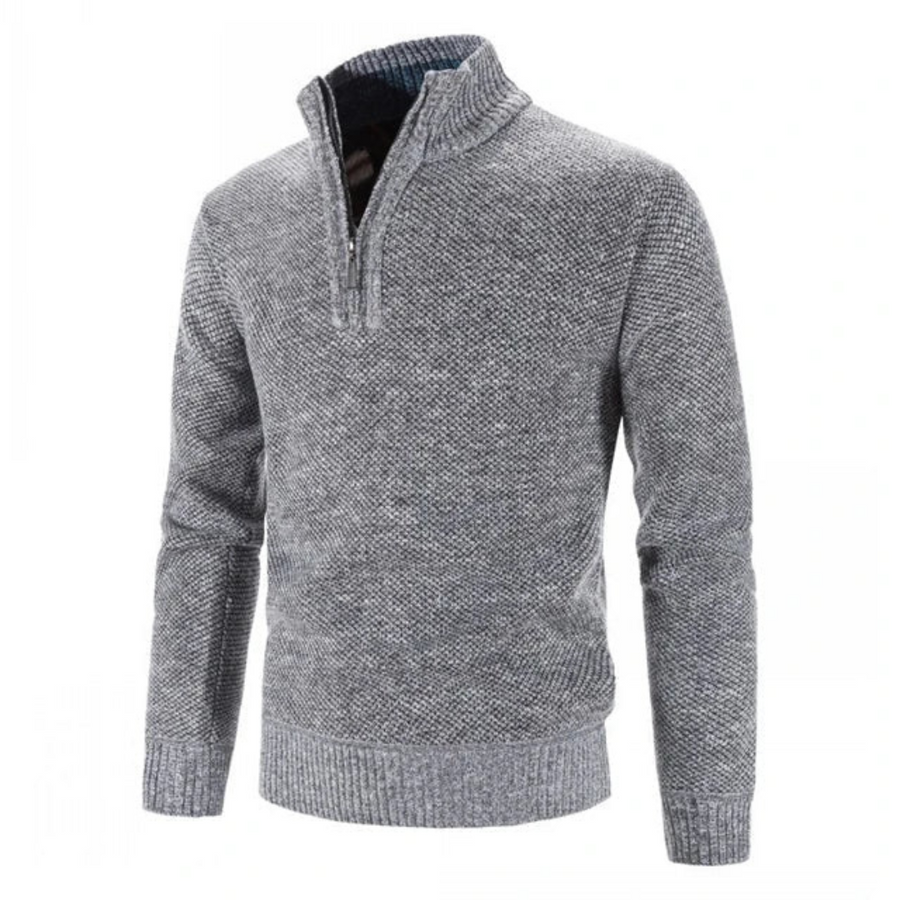Herren-Winterpullover Mit Halbem Reißverschluss | Lange Ärmel