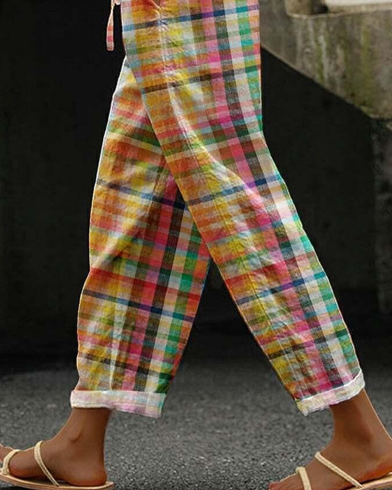 Aveline - Lebhafte karierte Loungehose – entspannte Passform für Komfort im Alltag | Bunt karierte Freizeithose