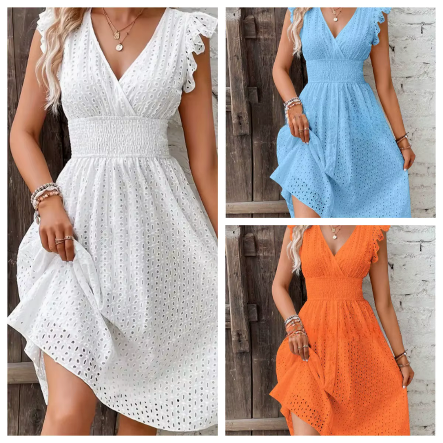 Adelinde – Romantisches Lochstickerei-Kleid für zeitlose Eleganz