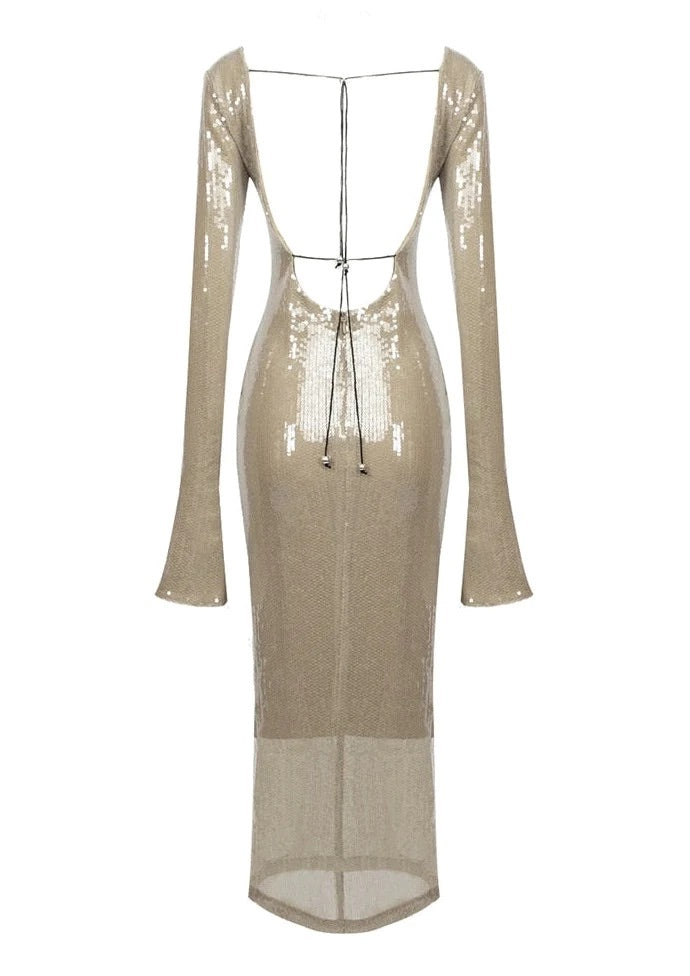 Glitzerndes Maxikleid Mit Kordelzug Für Frauen