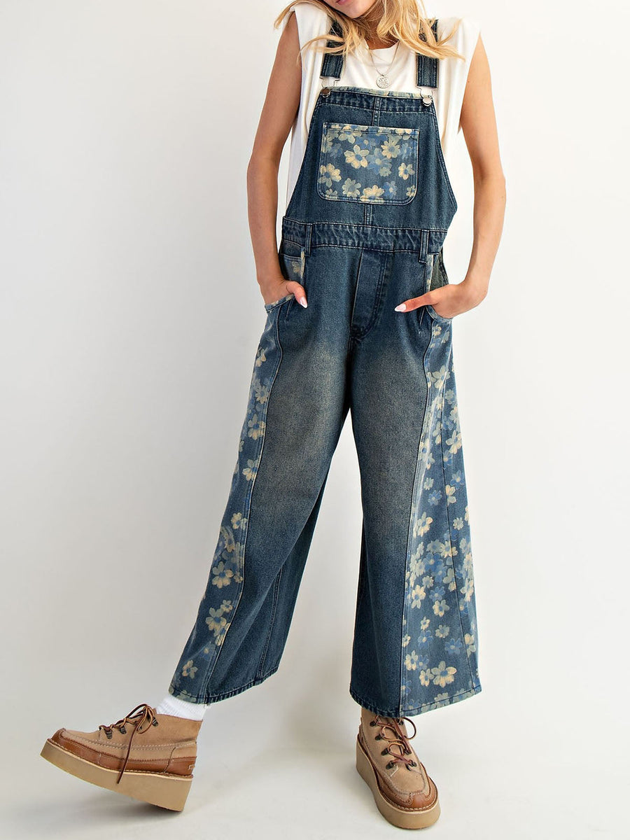 Yalita – Jeanslatzhose mit Blumenmuster