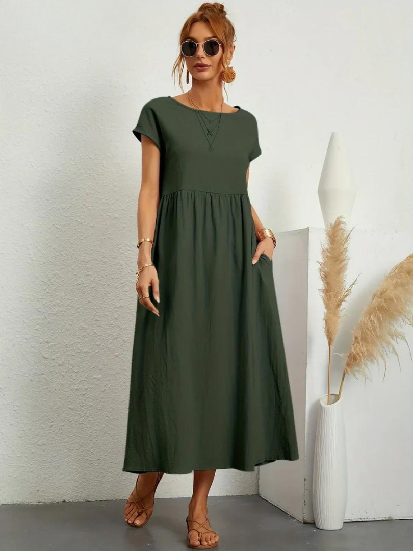 Ruby | Elegantes Essentielles Kleid aus Baumwolle und Leinen