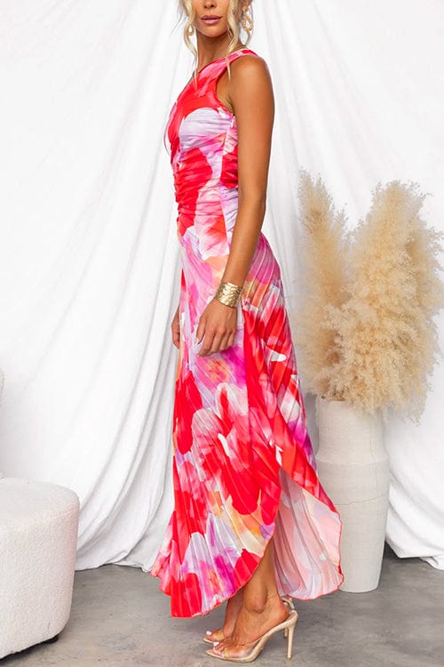 Liselotte | Elegantes One-Shoulder-Blumenkleid – Farbenfroher Chic für besondere Anlässe