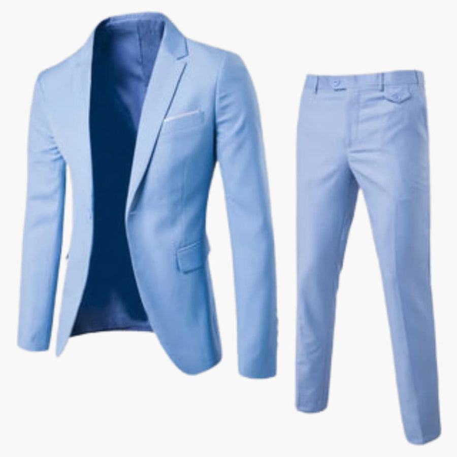 Herren Sommer Anzug Zweiteiler mit Revers und Flatfront Hose