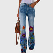 Nicole | Damen Blumen Bedruckte Enge Jeans