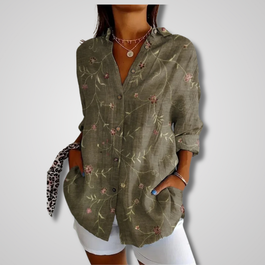 Karla | Damen Sommer Vintage Lässiges Hemd
