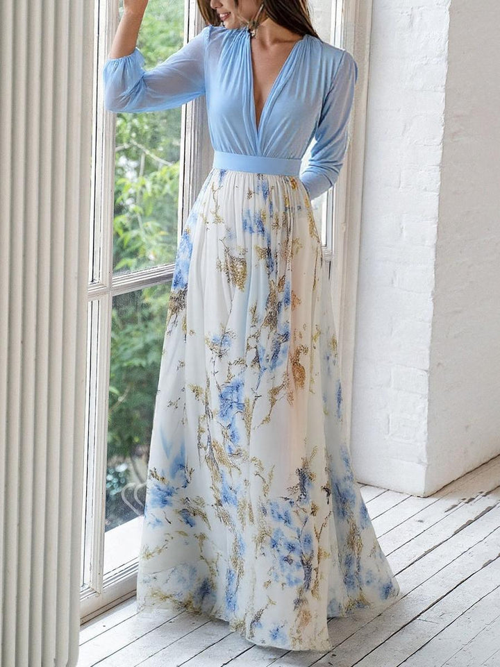 Tess | Langes Kleid mit Blumendruck