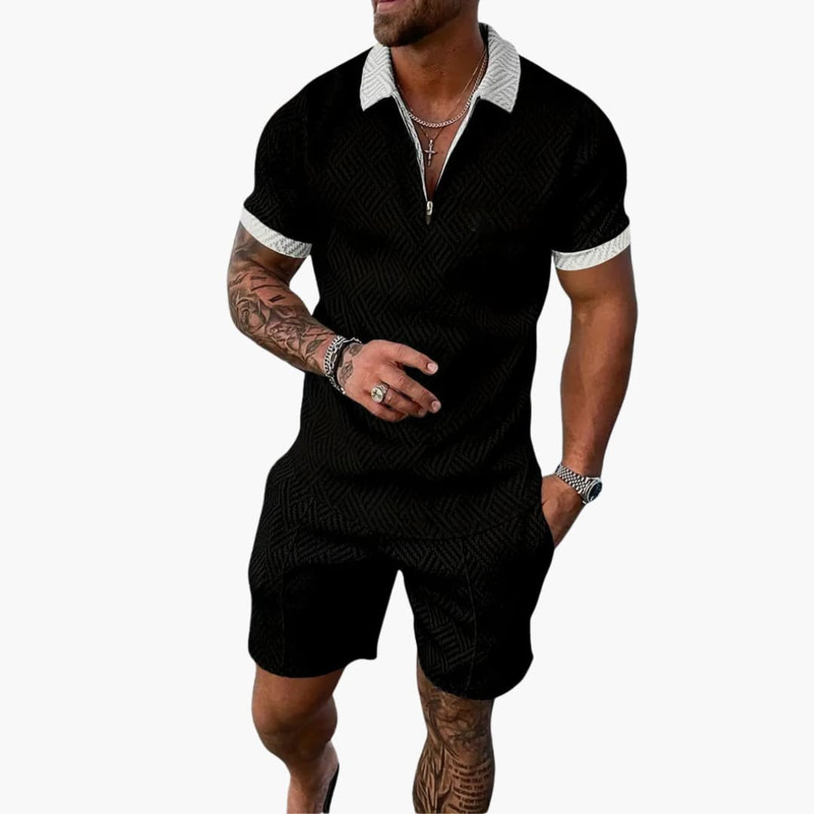 Herren Sommer Zweiteiler mit Reißverschluss und Shorts