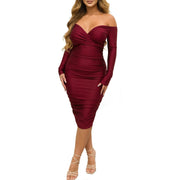 Maddie - Schulterfreies Wickelkleid mit Rüschen für Damen