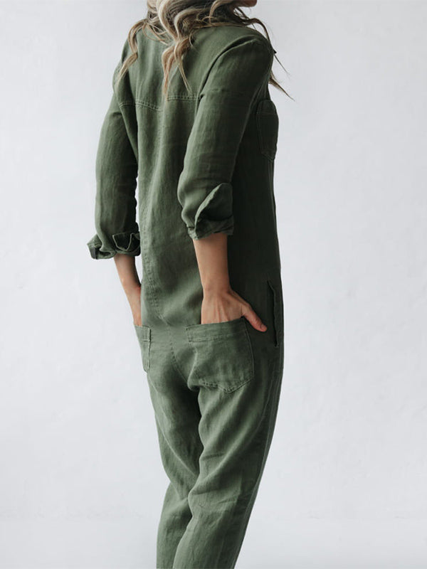 FRIDA - LANGÄRMELIGER JUMPSUIT MIT KNÖPFEN