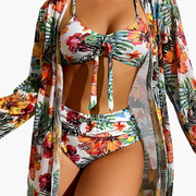 3-teiliges Bikini-Set - Damen Strand-Outfit mit Cover-up