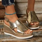 Stefanie | Damen Metallische Plattform Komfort Sandalen