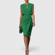 Karla | Damen Ärmellos Gerafftes Midi Kleid