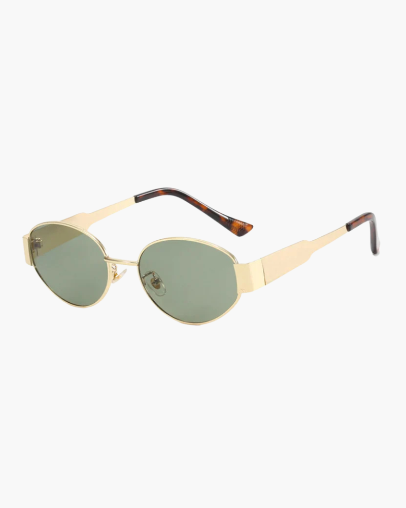 Hazel | Gold Rahmen Smaragd Ovale Gläser Sonnenbrille
