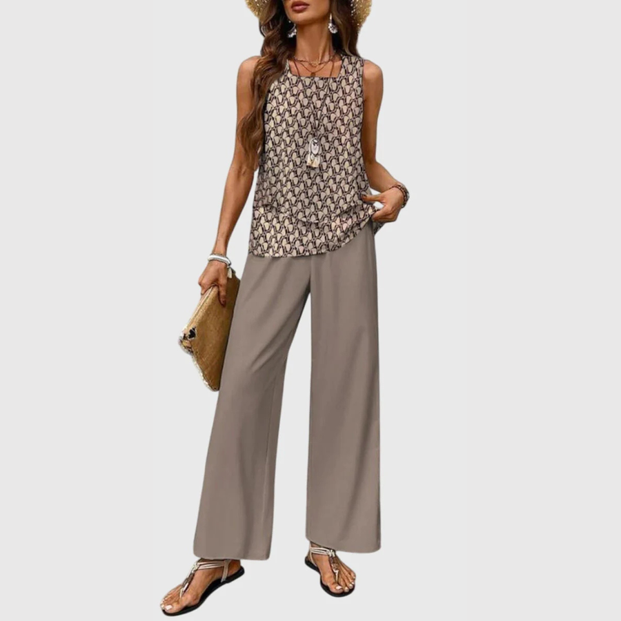 Karin | Damen Zweiteiler Weite Bein Hose Set
