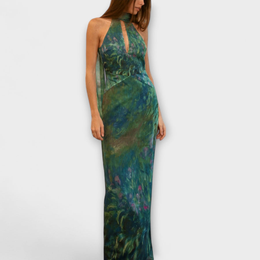 Maisie - Maxikleid mit Monet Iris Druck