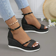 Karin | Damen Plattform Keilabsatz Riemen Sandalen