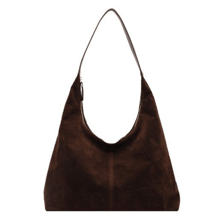 Damenhandtasche aus veganem Wildleder mit Reißverschluss