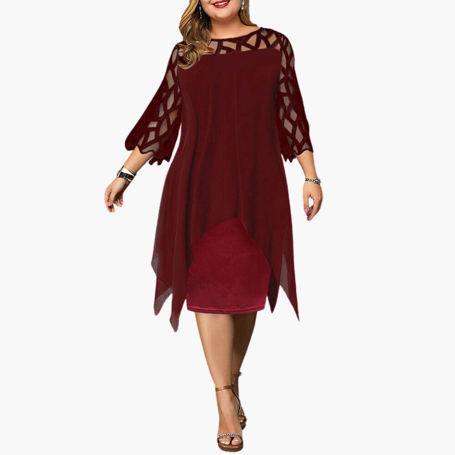 Leichtes Damen Abendkleid - mit ausgeschnittenen Ärmeln Midikleid