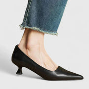 Pauline | Damen Spitz Zulaufende Niedriger Absatz Pumps Shorts