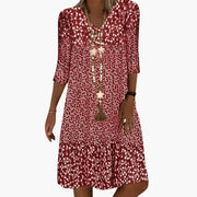 Midikleid für Damen - Locker, Blumenmuster & V-Ausschnitt