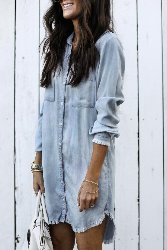 Mia | Denim-Hemdkleid Damen modern und lässig geschnitten