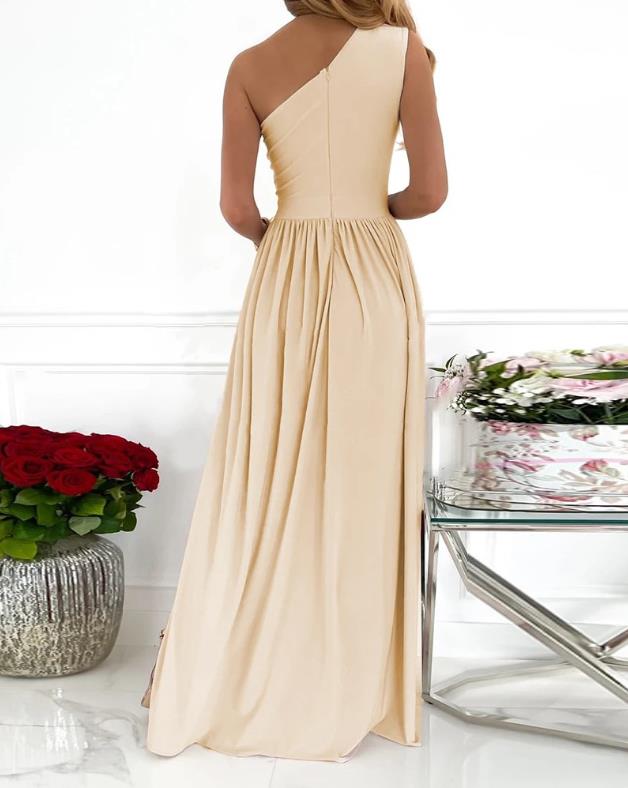 Elegantes Damen-Cocktail-Maxikleid mit Ein-Schulter-Ausschnitt