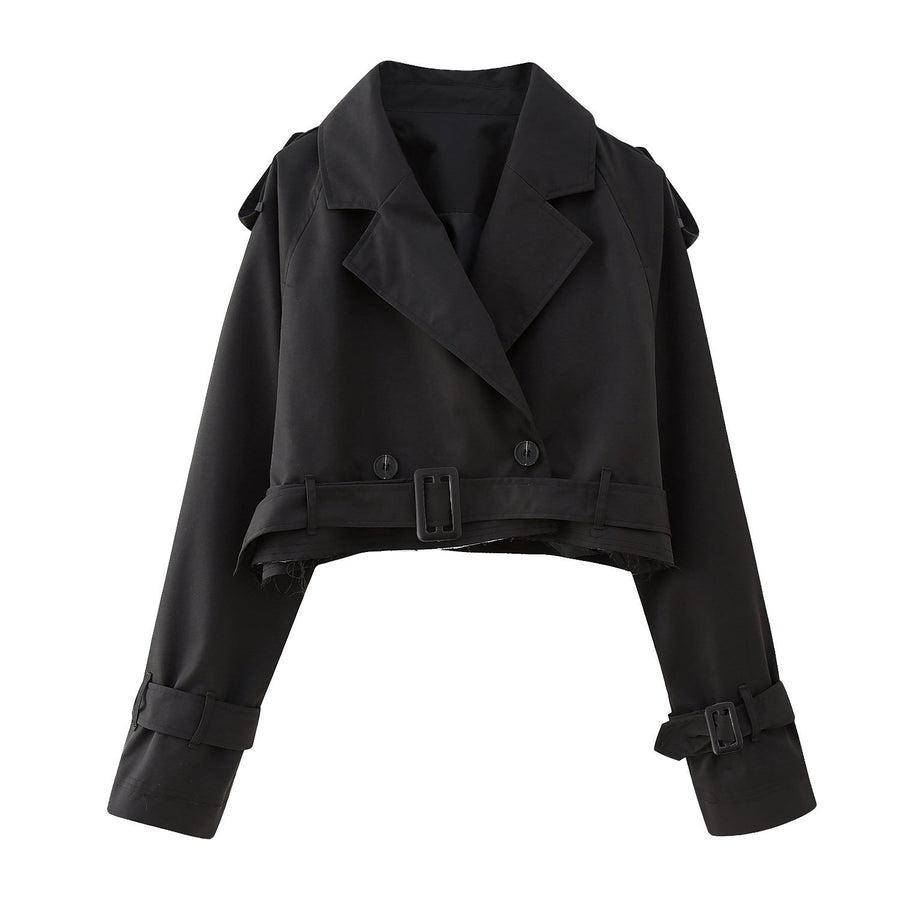 Karla | Damen Schicker kurzer Trenchcoat mit Gürtel