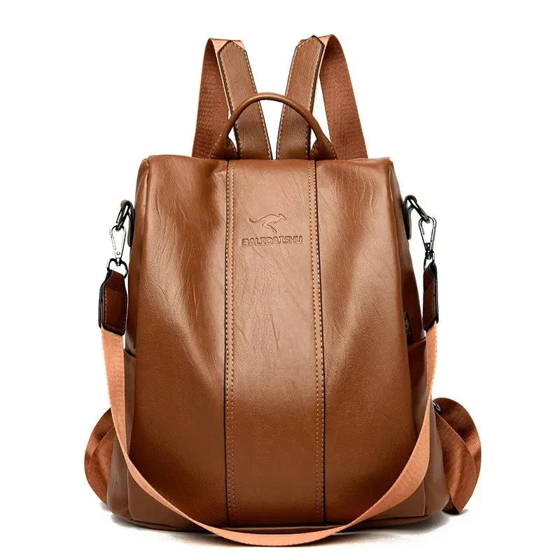 Lederrucksack mit mehreren Fächern