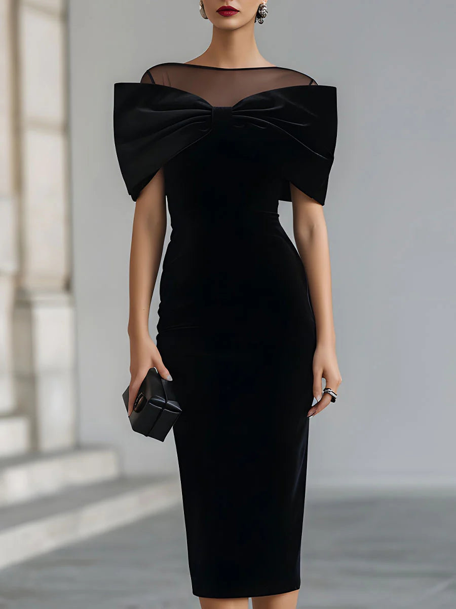Inkeri – Dramatisches Midikleid Aus Samt Mit Schleife