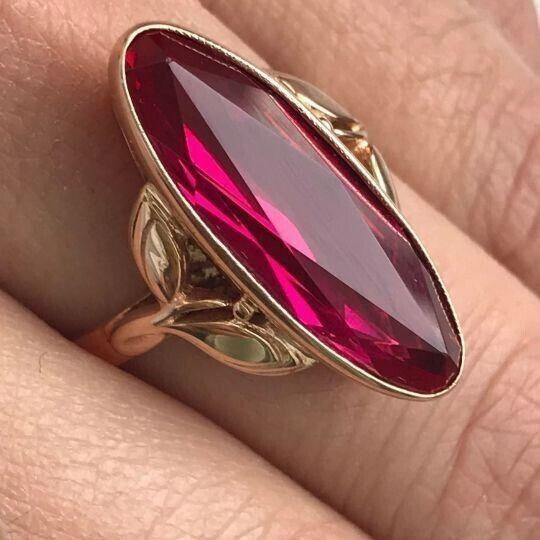 Vintage Granat ovaler Kristall Goldring