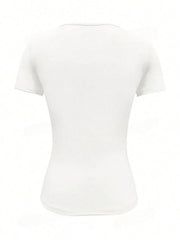 Heidi-Mode | Rundhalsausschnitt Kurzarm T-Shirt
