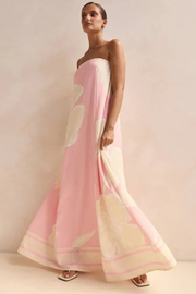 Arya Schulterfreies Maxikleid | Rosa Druck