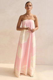Arya Schulterfreies Maxikleid | Rosa Druck