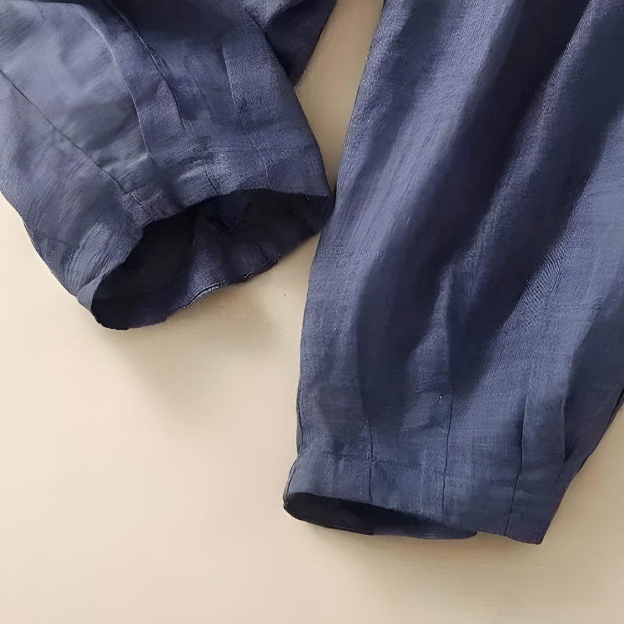 Yndira Leinenhose in Naturton | Blau