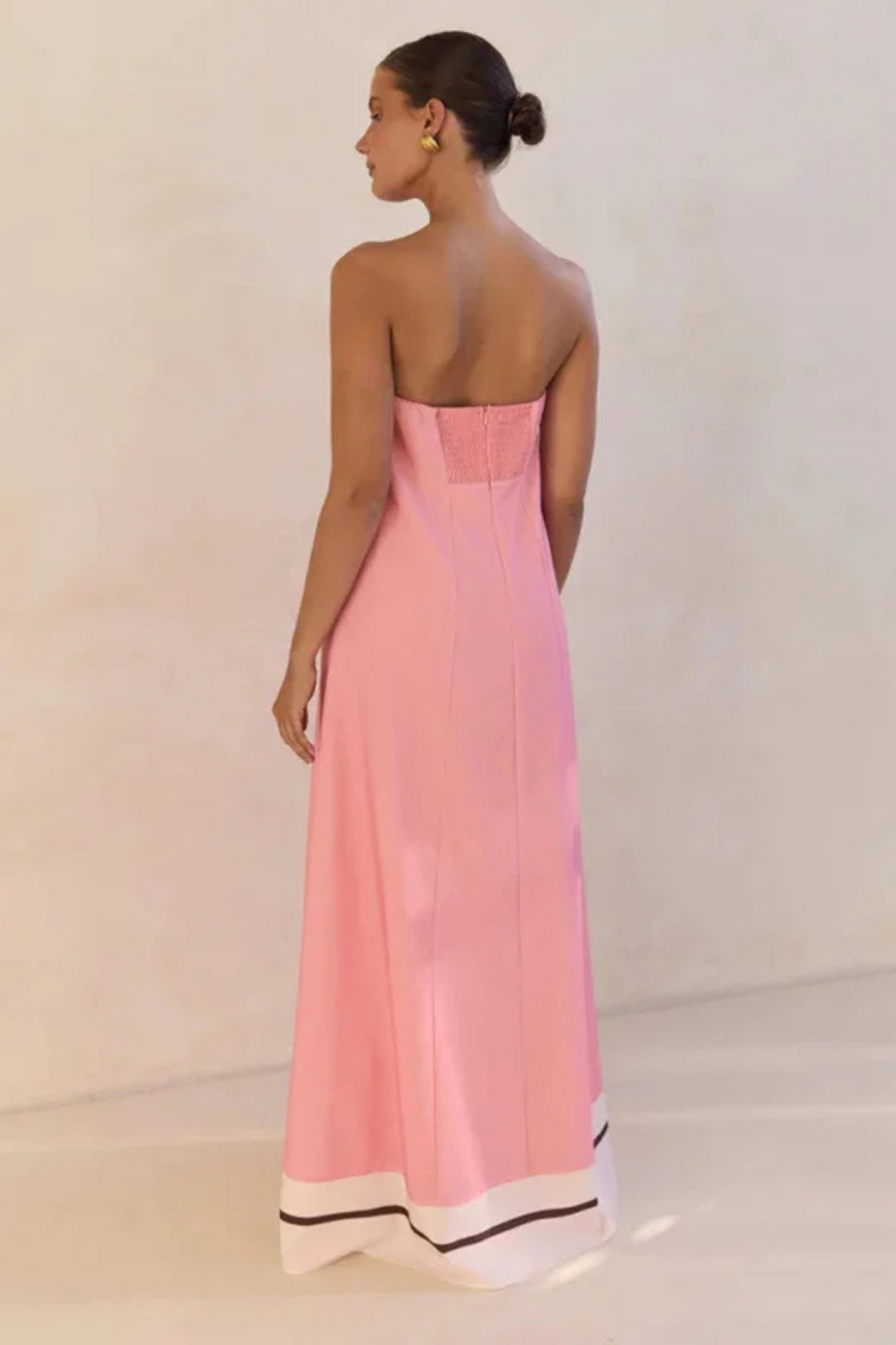Arya Schulterfreies Maxikleid | Rosa Streifen