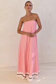 Arya Schulterfreies Maxikleid | Rosa Streifen
