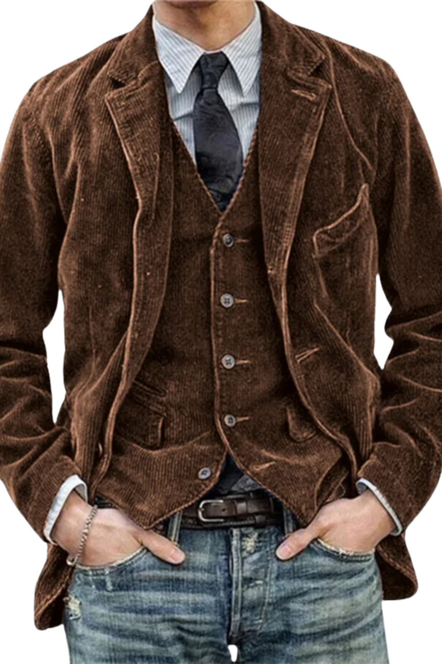 Jory Vintage Weste & Jacke | Braun