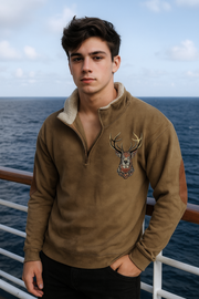 Kristoff Strickpullover mit Hirschdetail | Braun