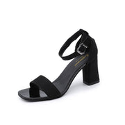 Damen eleganter Riemchen-Sandaletten mit robustem Blockabsatz und verstellbarem Fesselriemen Heidi-Mode