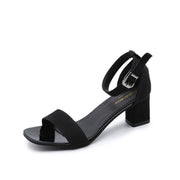 Damen eleganter Riemchen-Sandaletten mit robustem Blockabsatz und verstellbarem Fesselriemen Heidi-Mode