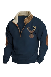 Kristoff Strickpullover mit Hirschdetail | Blau