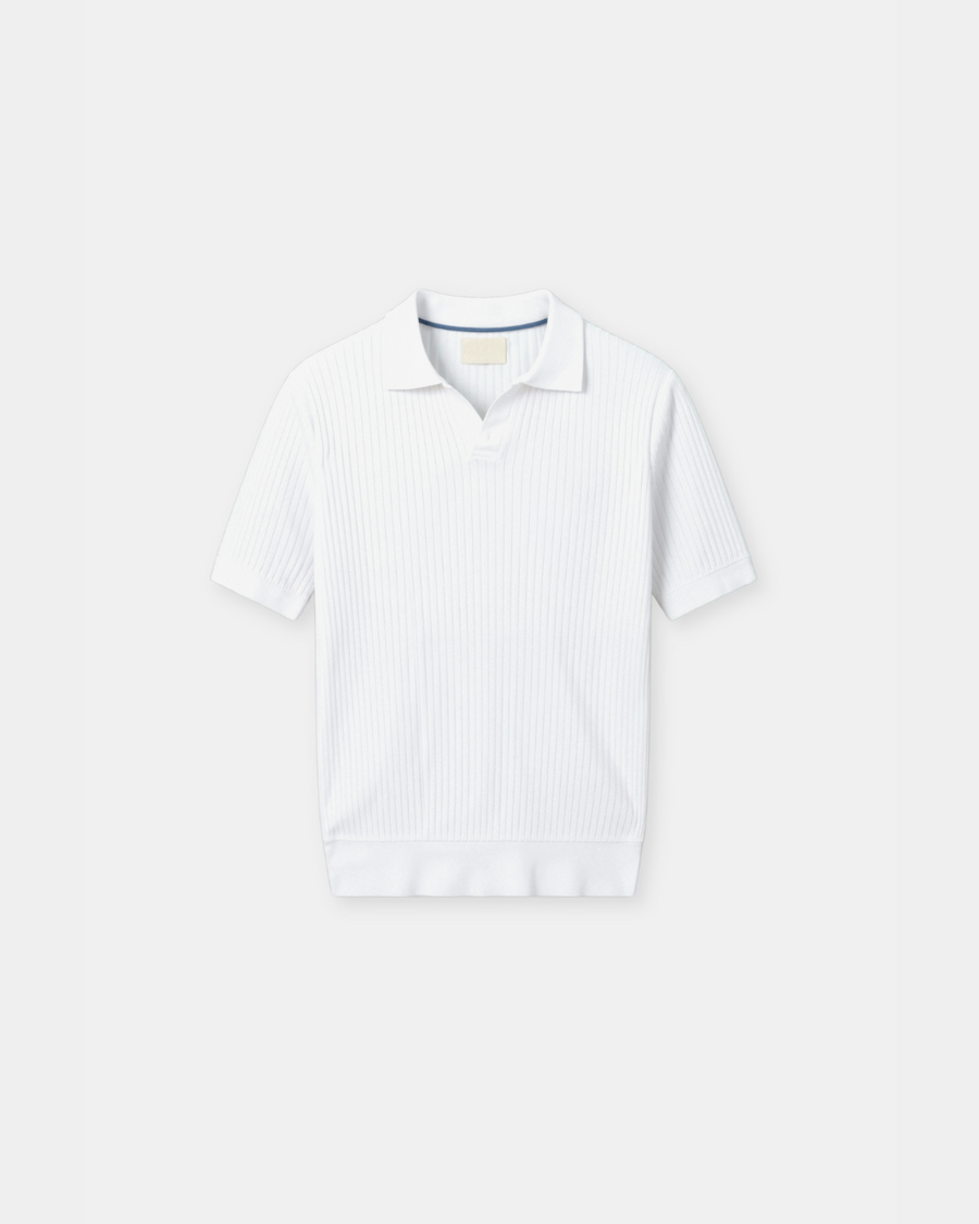 Herren-Poloshirt aus Rippstrick – Offener Kragen, Slim Fit