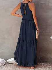 Boho Maxikleid mit Volants & Neckholder-Ausschnitt – Sommerlich & Feminin