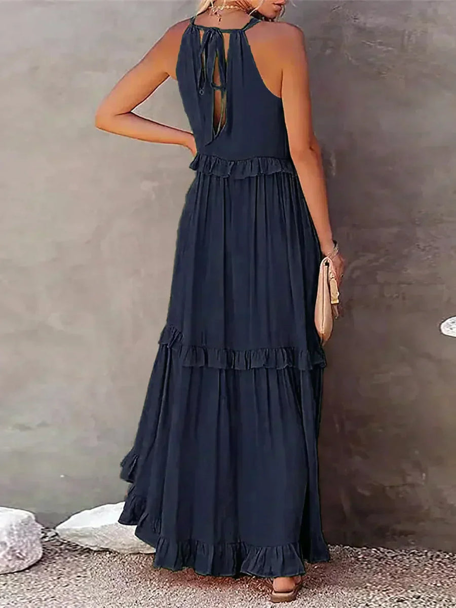 Boho Maxikleid mit Volants & Neckholder-Ausschnitt – Sommerlich & Feminin